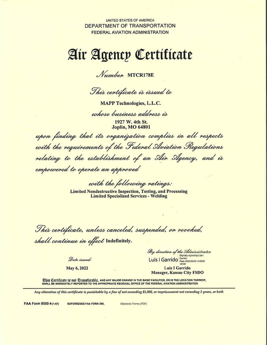 Air Agency Certificate