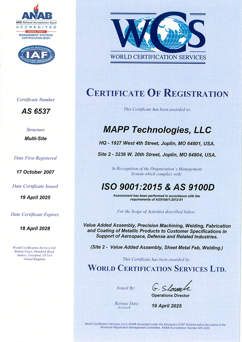 MAPP Certificate of Registration